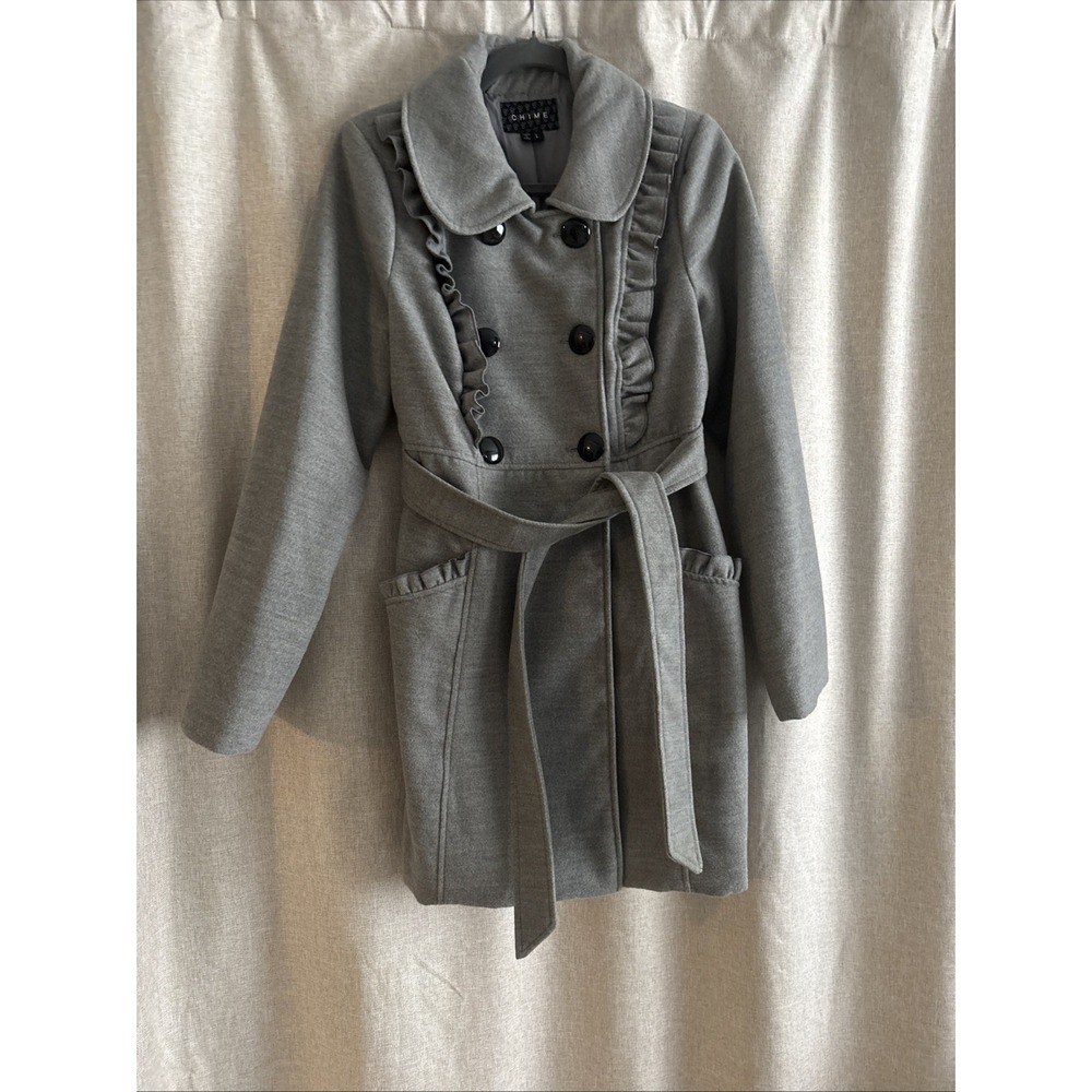Womens Chime Light Gray Pea Coat Sz Large NWOT